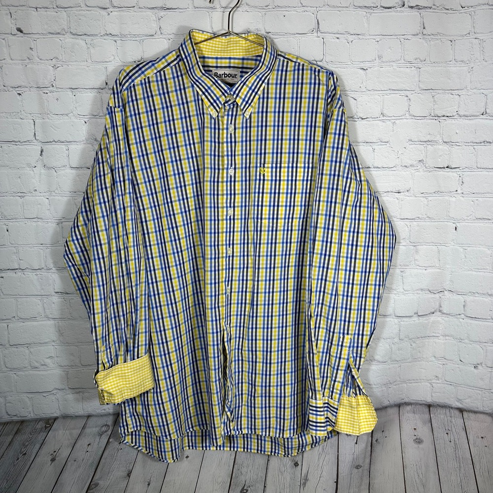 Barbour Beeston Acid Yellow‎ Tattersall Check Cotton Shirt MSH2266YE54 Mens XL